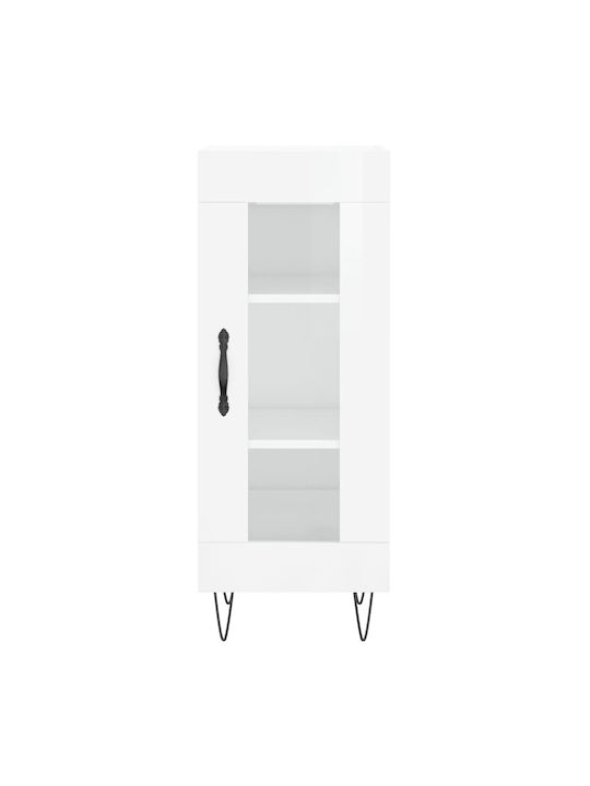 Living Room Display Cabinet from Particle Board with Windowed White 34.5x34x90cm