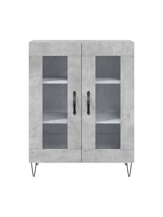 Wohnzimmer Vitrine aus Spanplatte mit Verglasung in Grau 69.5x34x90cm