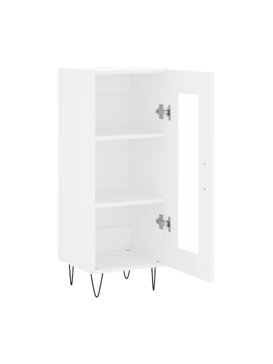 Living Room Display Cabinet made of Particle Board with Windowed White 34.5x34x90cm