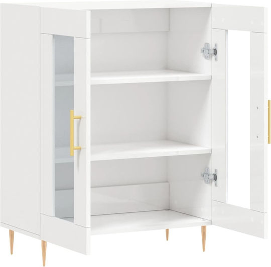 Bodenvitrine für das Wohnzimmer aus weißer Spanplatte mit Glastür 69,5x34x90 cm