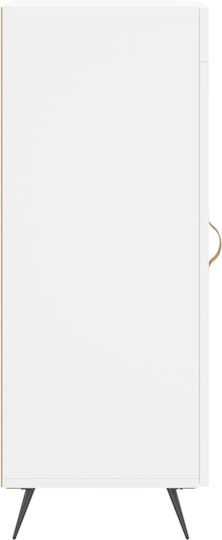 Vitrină de Podea pentru Sufragerie din Placă Aglomerată Albă cu Geam 34,5x34x90 cm