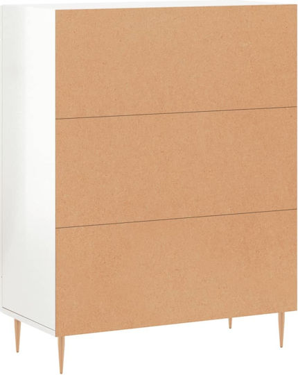 Bodenvitrine für das Wohnzimmer aus weißer Spanplatte mit Glastür 69,5x34x90 cm