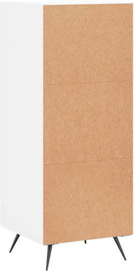 Vitrină de Podea pentru Sufragerie din Placă Aglomerată Albă cu Geam 34,5x34x90 cm