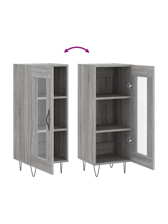 Wohnzimmer Vitrine aus Spanplatte mit Verglasung Grau 34.5x34x90cm