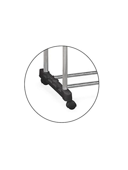 Sidirela Wheeled Floor Garment Rack made of Metal Telescopic Silver 84x43x173cm