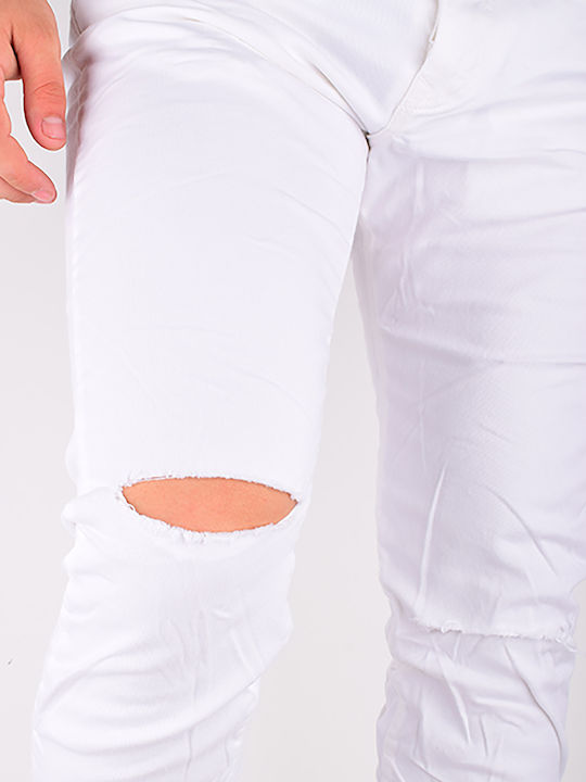 Παντελόνι Chino Ελαστικό σε Slim Εφαρμογή Λευκό