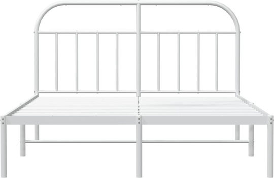 Pat King Size Metalic Alb Cu Plăci Pentru Saltea 183x213cm