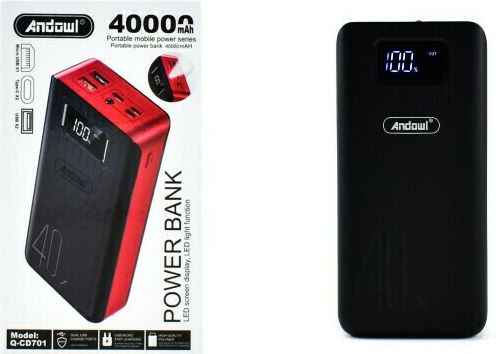 Andowl Q-CD701 Power Bank 40000mAh с 2 USB-A порта Черен