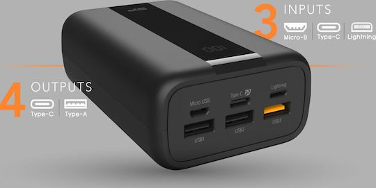 Silicon Power QX55 Външна Батерия 30000mAh 22.5W с 3 USB-A Изходни Порта и USB-C Изходен Порт Power Delivery / Бързо Зареждане Черен
