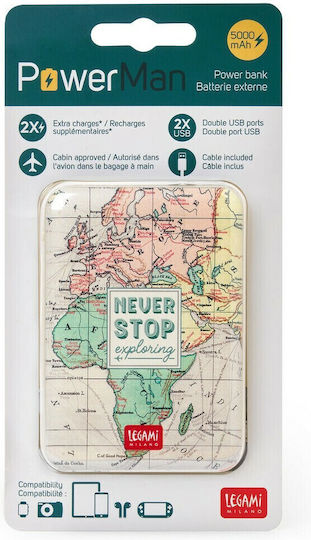 Legami Milano My Super Power 5000mAh με 2 Θύρες USB-A Travel