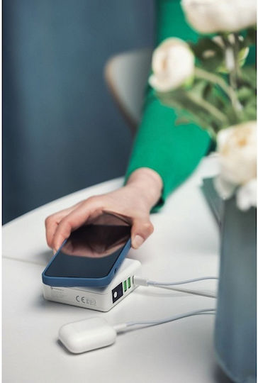 Forcell Multifunction 4in1 Wireless Power Bank 8000mAh 15W με 2 Θύρες USB-A και Θύρα USB-C Λευκό
