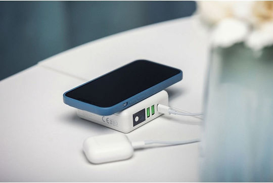 Forcell Multifunction 4in1 Wireless Power Bank 8000mAh 15W με 2 Θύρες USB-A και Θύρα USB-C Λευκό