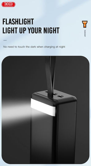 XO PR159 Power Bank 60000mAh 18W με 2 Θύρες USB-A και Θύρα USB-C Μαύρο