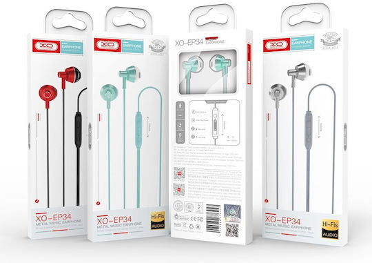XO EP34 Earbuds Handsfree με Βύσμα 3.5mm Πράσινο