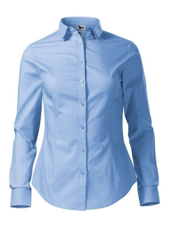 Langärmelig Damen Hemd Hellblau