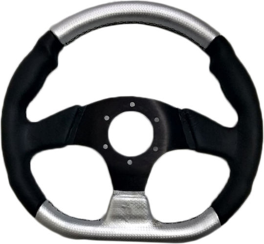 Simoni Racing Autolenkrad Χ2 33 Leder Drei-Speichen Silber/Schwarz