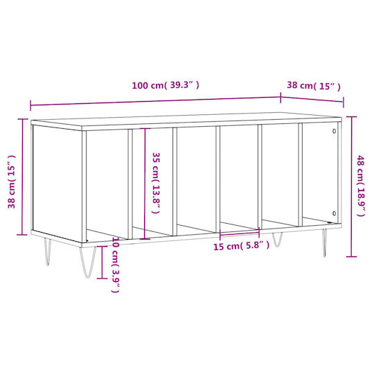 vidaXL Обработено дърво Мебел за Hi-Fi Черен 38x100x48см