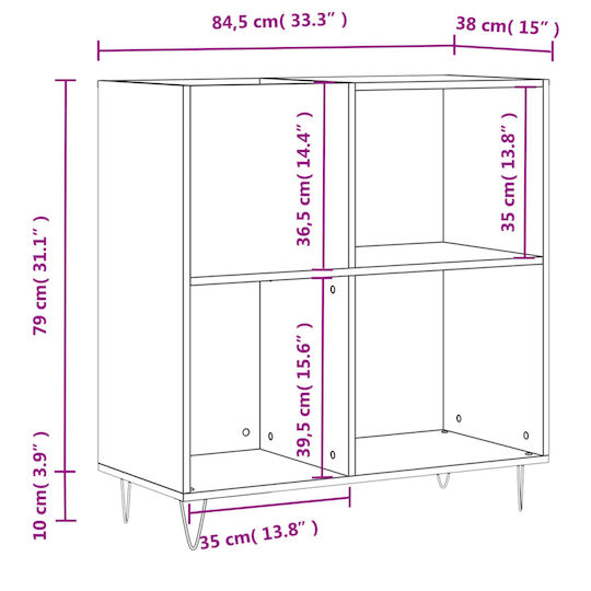 vidaXL Verarbeitetes Holz Hi-Fi Möbel Weiß 38x84.5x89cm