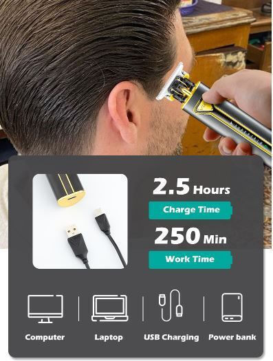 VGR Professionell Wiederaufladbar Haarschneidemaschine Schwarz V-009