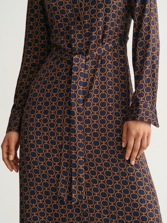 Midi Shirt Dress Long Sleeve Blue