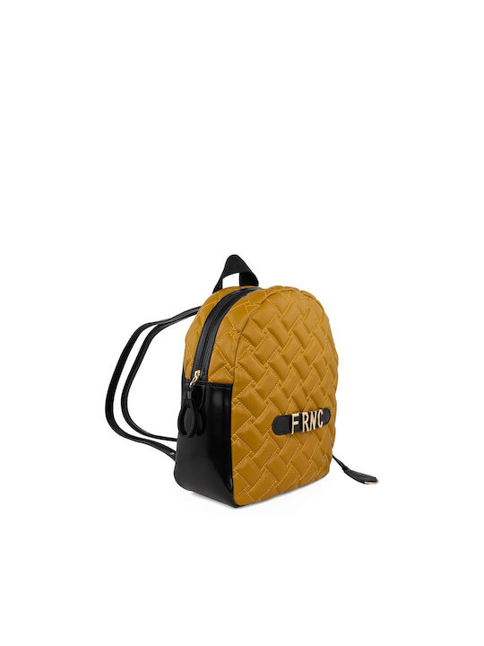 FRNC Leather Women's Bag Backpack Yellow