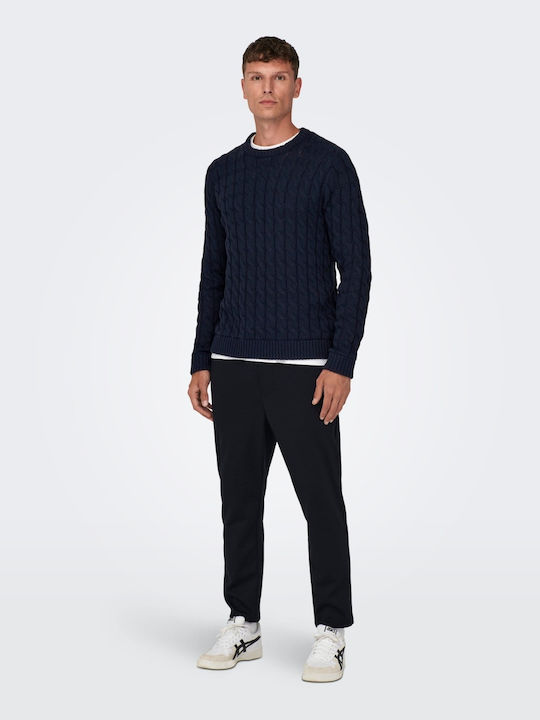 Only & Sons Herren Langarm-Pullover Marineblau