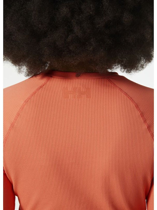 Γυναικείο Αθλητικό Crop Top Μακρυμάνικο Πορτοκαλί