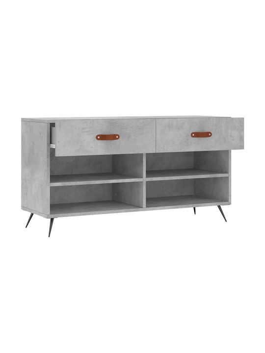 Wooden Shoe Organizer with 4 Shelves Concrete 102x35x55cm