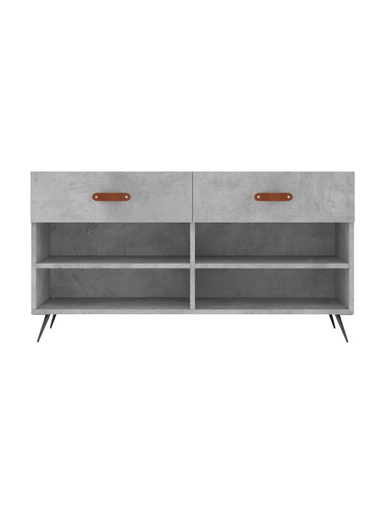 Wooden Shoe Organizer with 4 Shelves Concrete 102x35x55cm