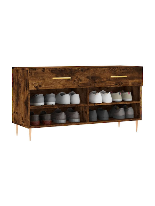 Wooden Shoe Organizer with 4 Shelves Yellow 102x35x55cm