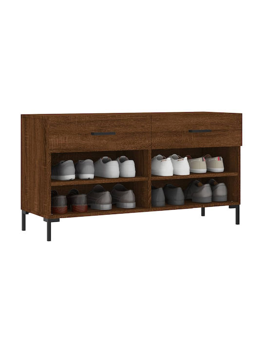 Wooden Shoe Organizer with 4 Shelves Yellow 102x35x55cm