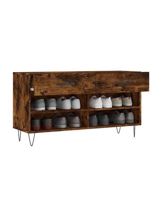 Holz Schuhschrank mit 4 Regalen Gelb L102xW35xH55cm
