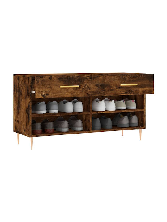 Wooden Shoe Organizer with 4 Shelves Yellow 102x35x55cm