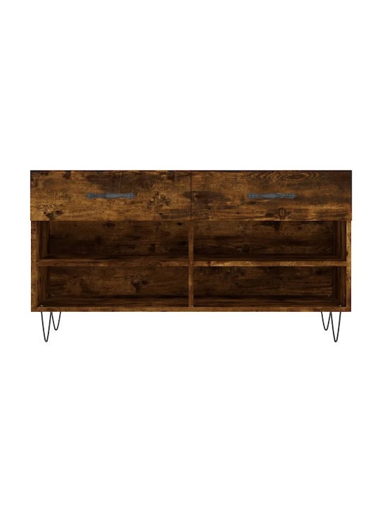 Holz Schuhschrank mit 4 Regalen Gelb L102xW35xH55cm