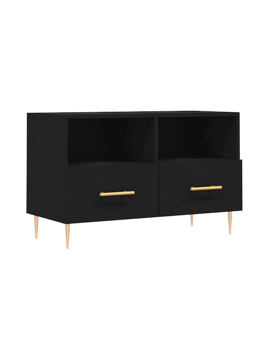 Metal / Particle Board TV Furniture with Drawers Black L80xW36xH50cm