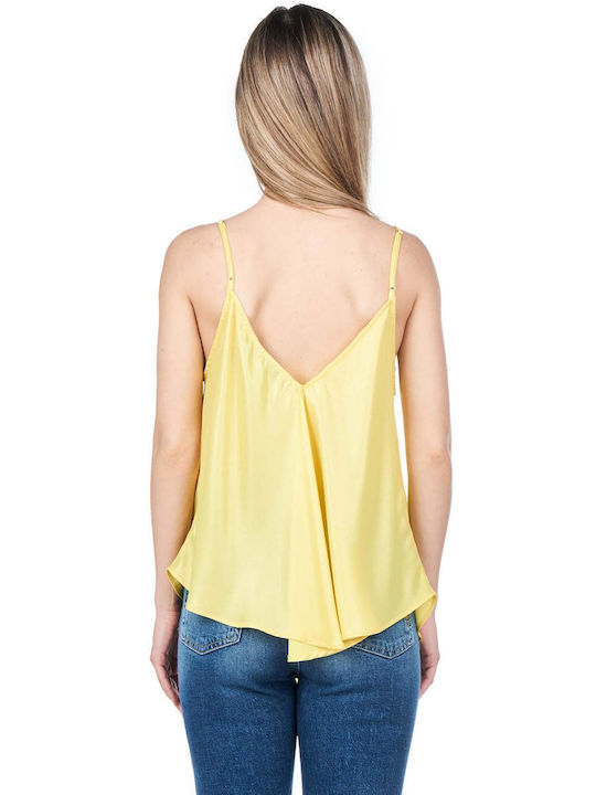 Zoya Damen Sommerliche Bluse Baumwoll Ärmellos mit V-Ausschnitt Gelb