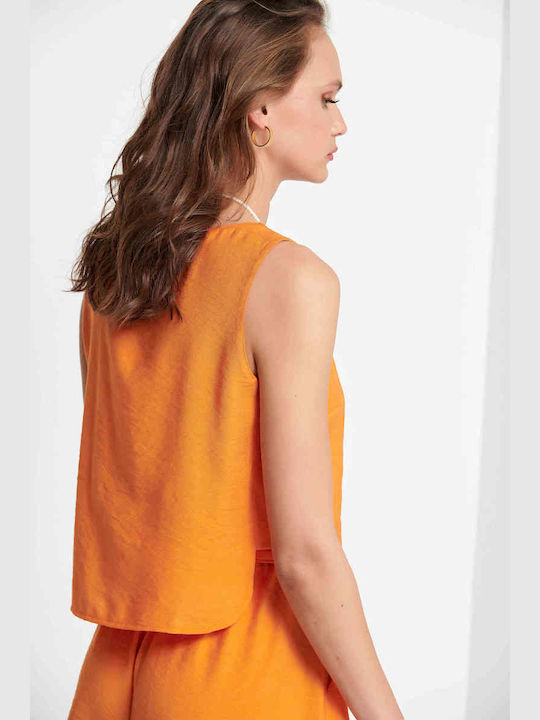 Bill Cost Women's Summer Crop Top Sleeveless Orange