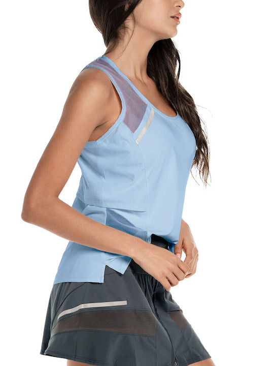 Women's Athletic Blouse Sleeveless with Sheerness Light Blue