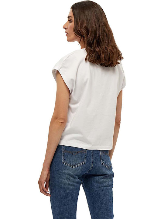 Peppercorn Γυναικείο Oversized T-shirt με V Λαιμόκοψη Λευκό