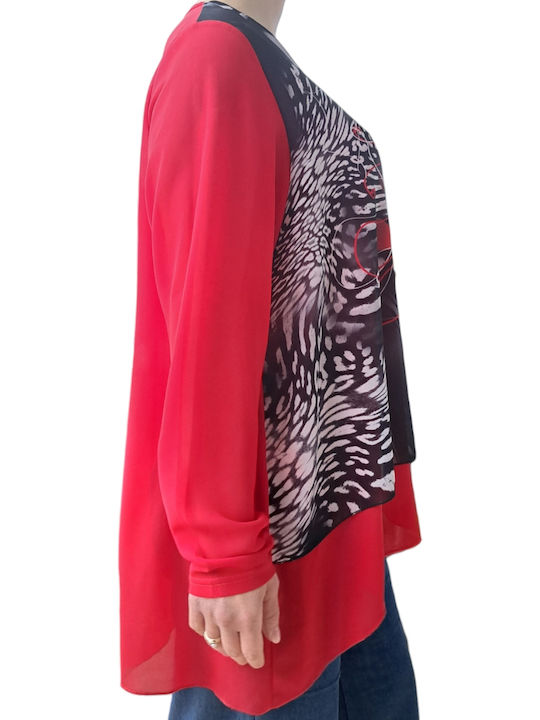 Remix Women's Blouse Long Sleeve Red