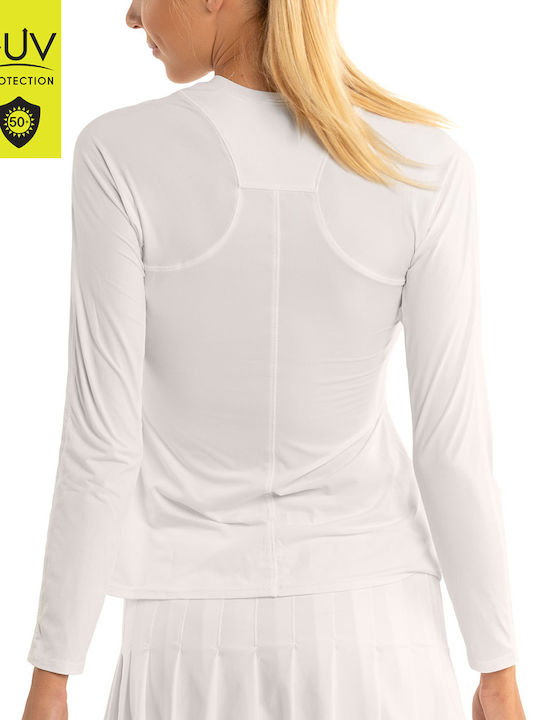 Lucky In Love Women's Athletic Blouse Long Sleeve White