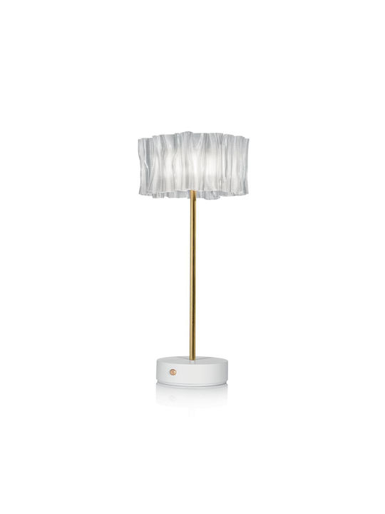 Slamp Accordeon Metal Table Lamp LED with Transparent Shade and White Base