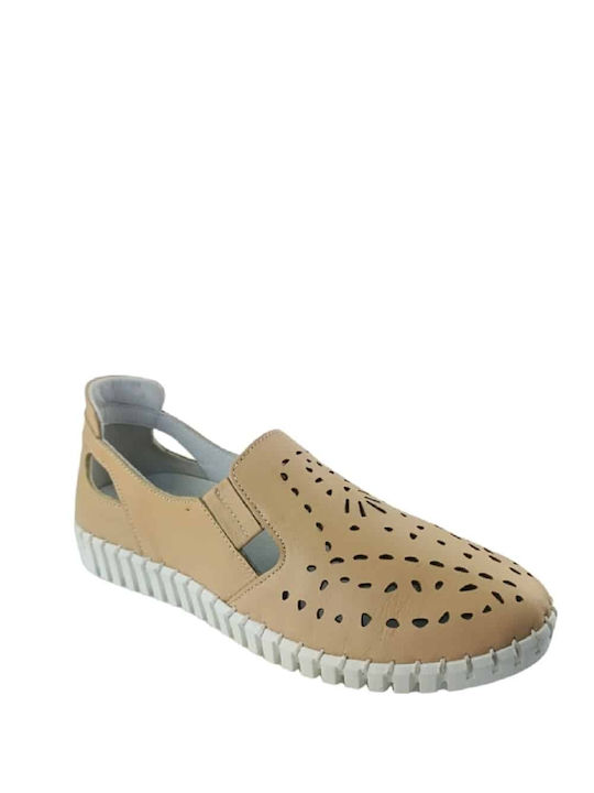 Ανατομικά Γυναικεία Slip-On Δερμάτινα Μπεζ