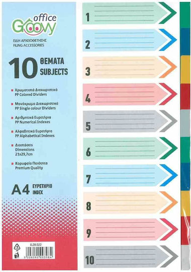 Groovy Plastic Dividers for Documents A4 10pcs Colored