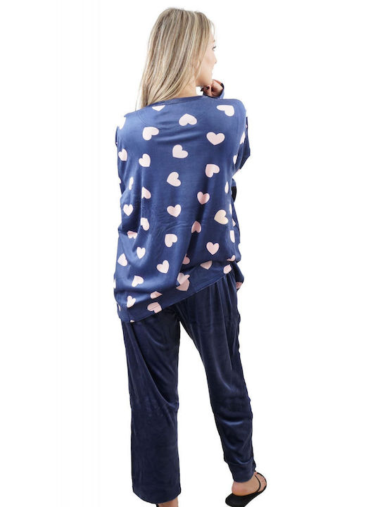 G Secret Winter Women's Pyjama Set Fleece Blue