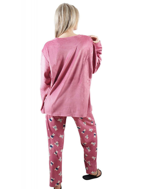 G Secret Winter Women's Pyjama Set Fleece Pink