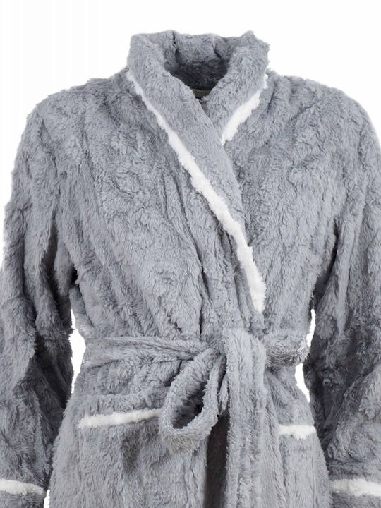 G Secret Winter Women's Fleece Robe Gray