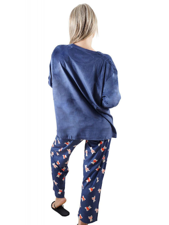 G Secret Winter Women's Pyjama Set Fleece Navy Blue