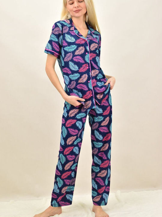 Potre Summer Women's Pyjama Set Cotton Navy Blue