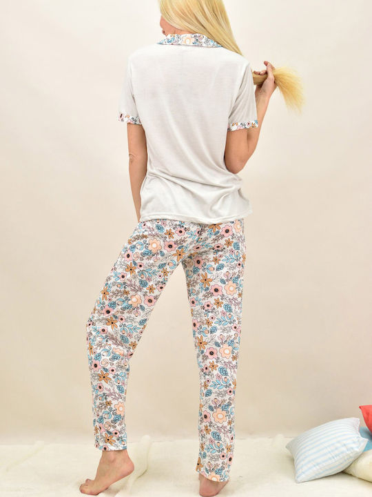 Potre Summer Women's Pyjama Set Cotton White